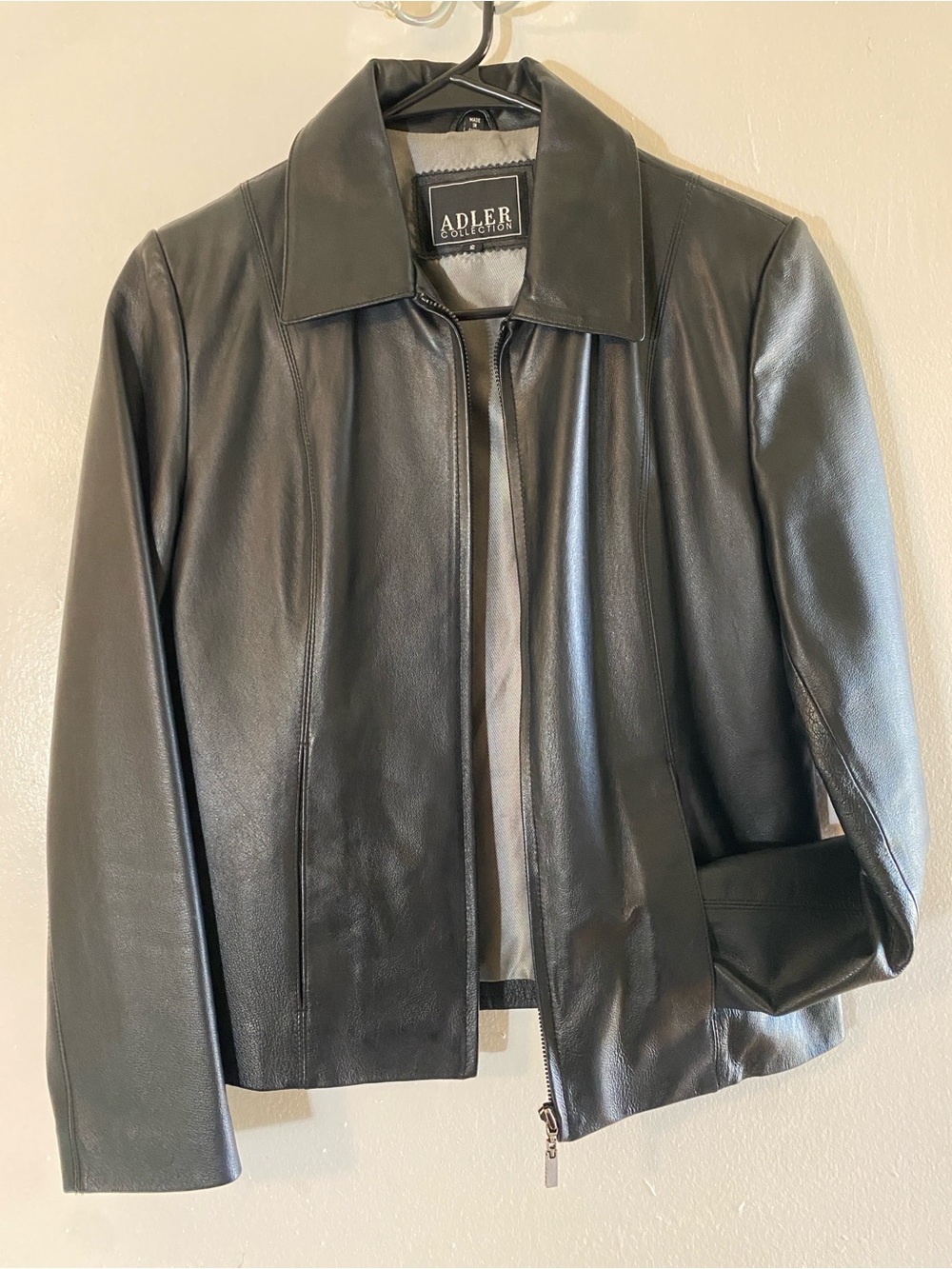 ADLER Collection Women's Black Leather Zip Jacket